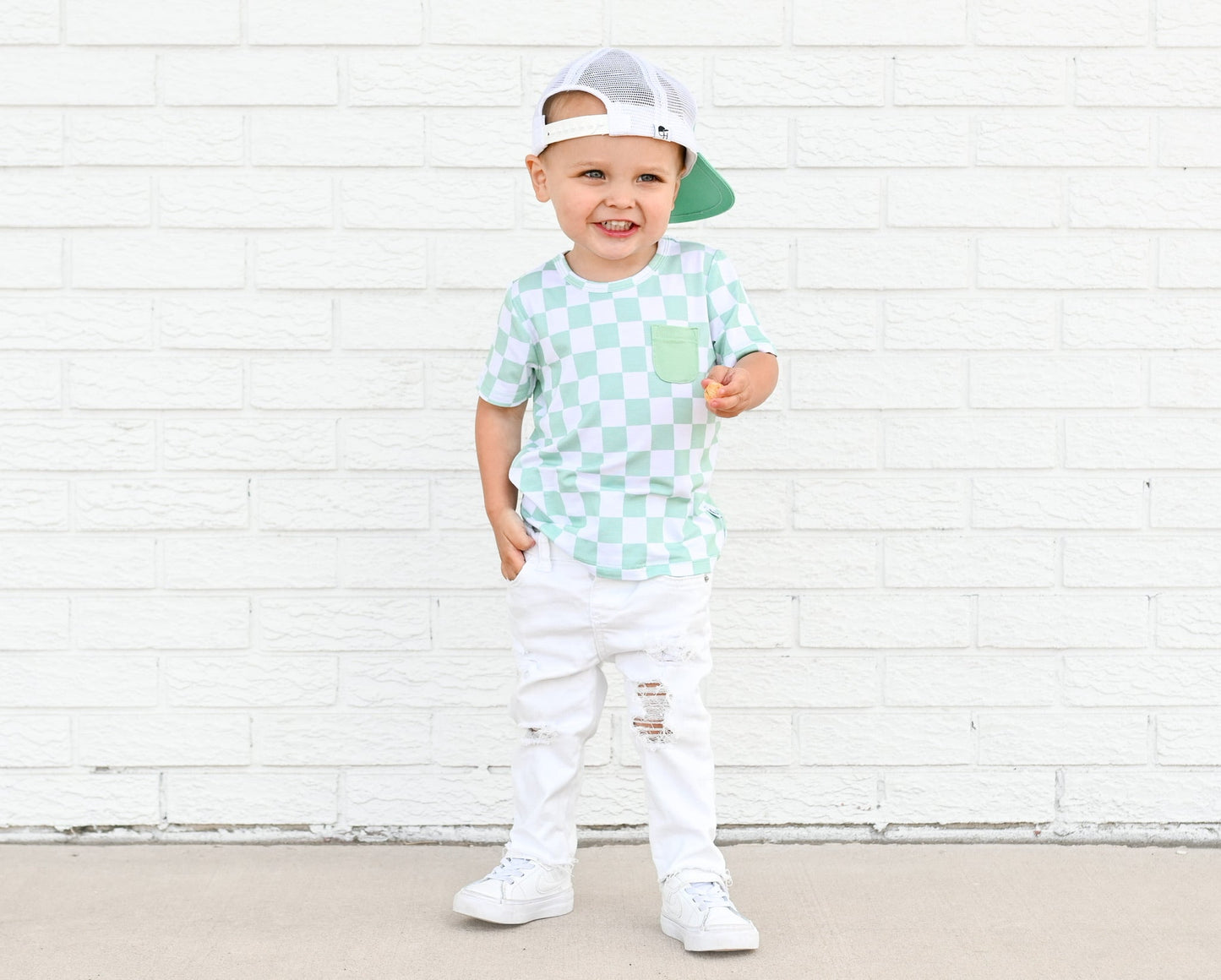 MINT CHECKERS DREAM POCKET TEE