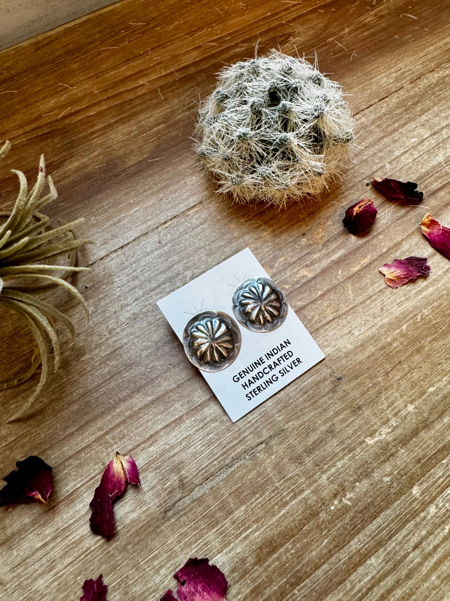 Round Sterling silver stud earrings