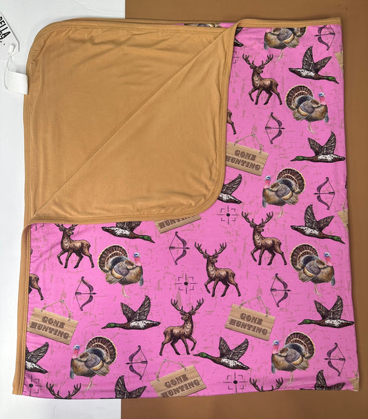 Pink Hunting Bamboo Blanket