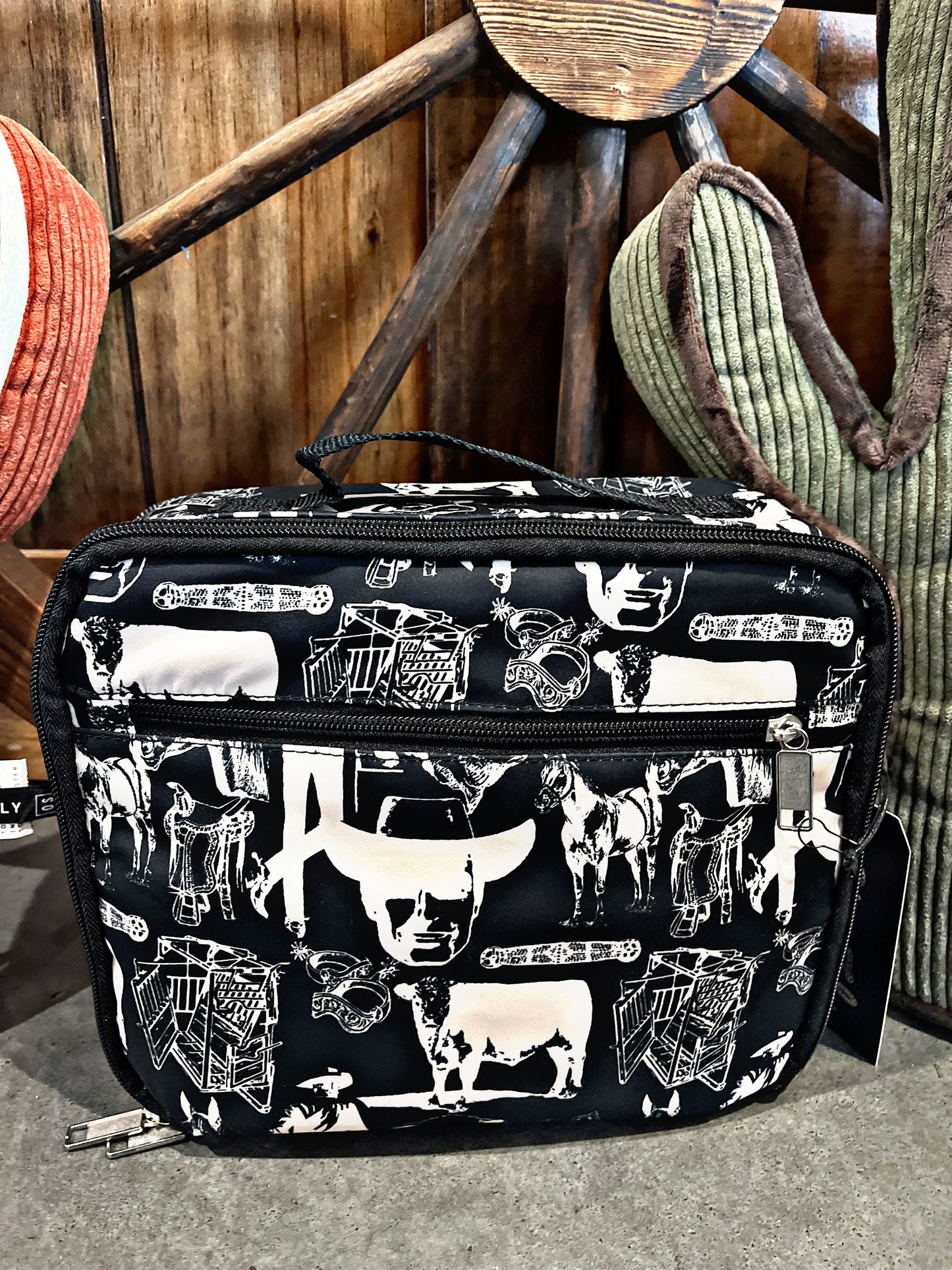 Black/White Western Print Backpack and LunchBox