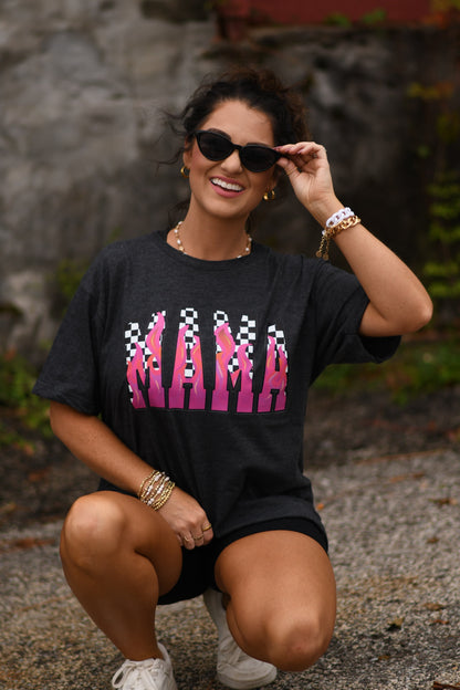 Mama Checkered Flames Tee