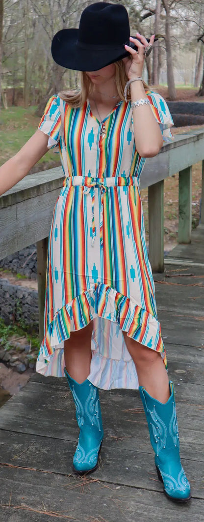 Serape/Aztec High-Low Dress