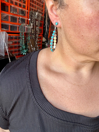 Kingman Turquoise Dangle Earrings – Sterling Silver, Lightweight, USA Made
