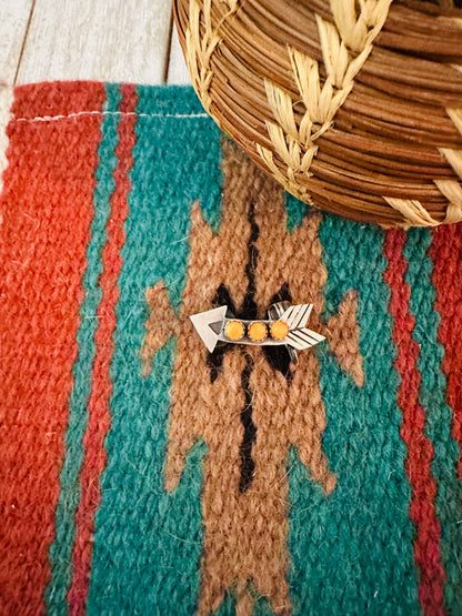 Navajo Orange Spiny & Sterling Silver Arrow Earring