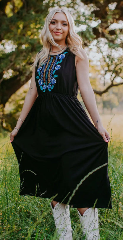 Black Embroidered Dress