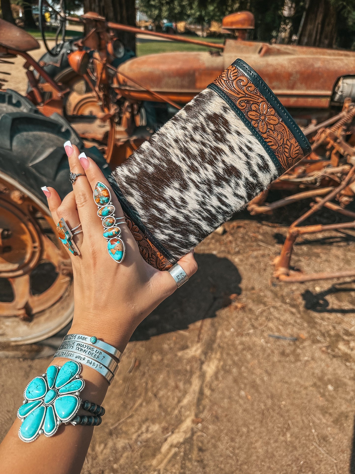 The Turquoise Tooled Beauty Wallet a Haute Southern Hyde Exclusive Cowhide Western Wallet