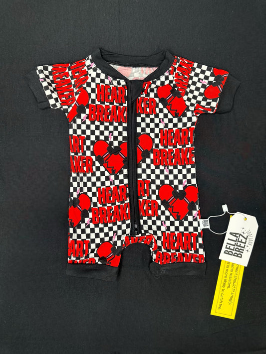 Checkered Heart Breaker Bamboo Shortie Romper