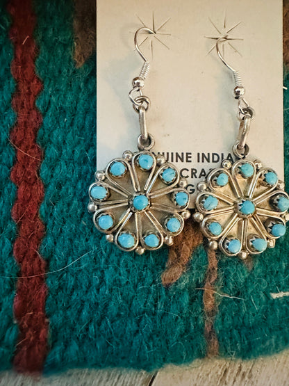 Navajo Turquoise & Sterling Silver Dangle Earrings