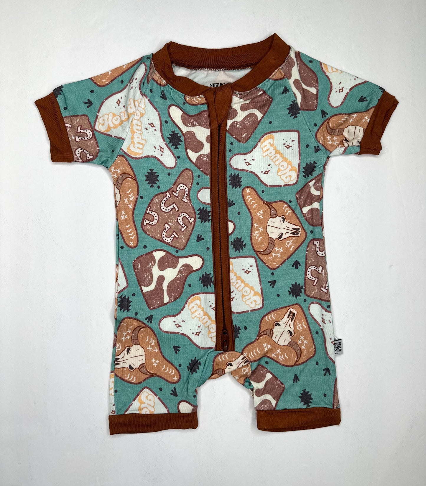 Cow Tag Bamboo Shortie Romper