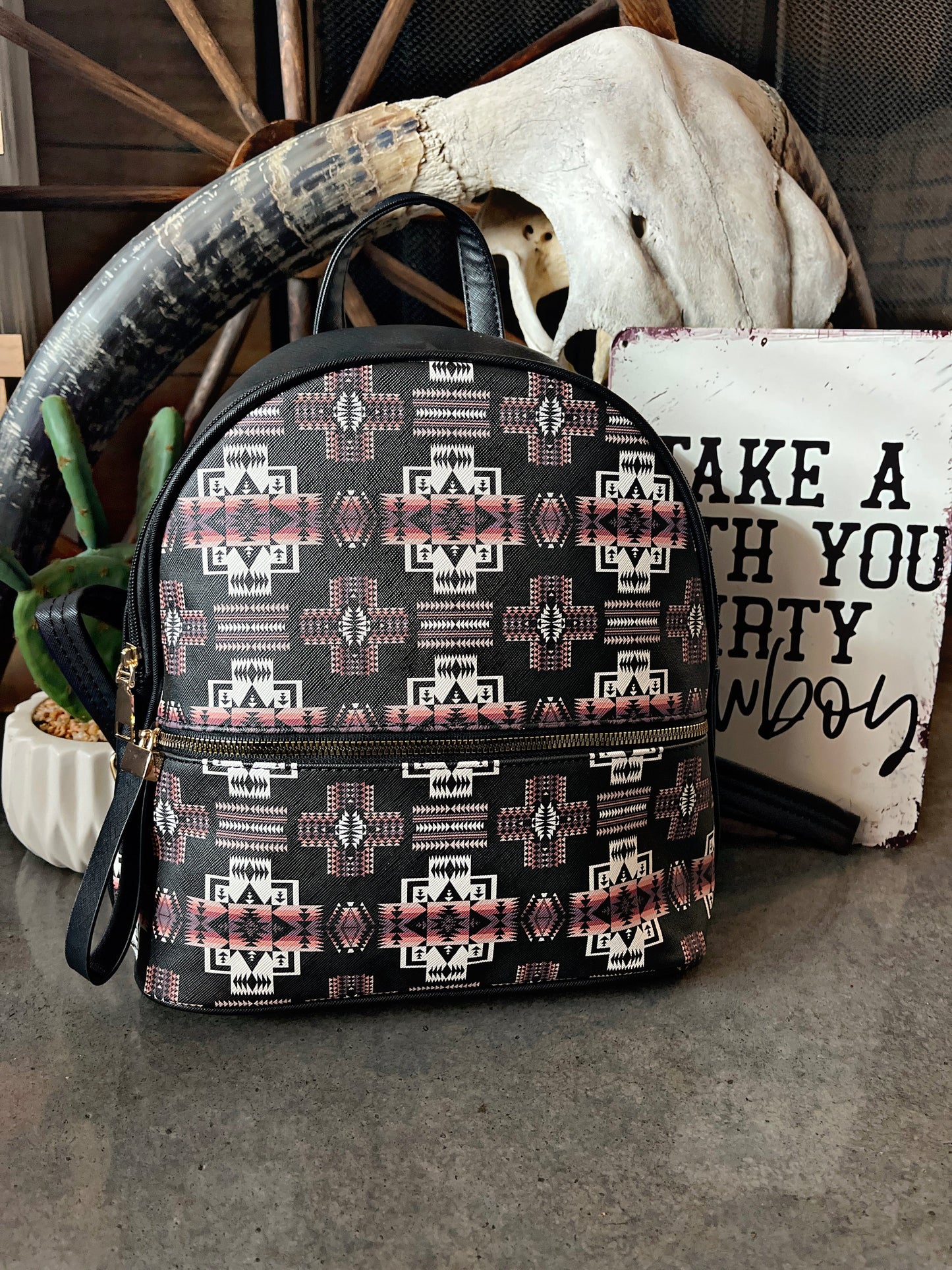 Black Southwest Backpack Purse