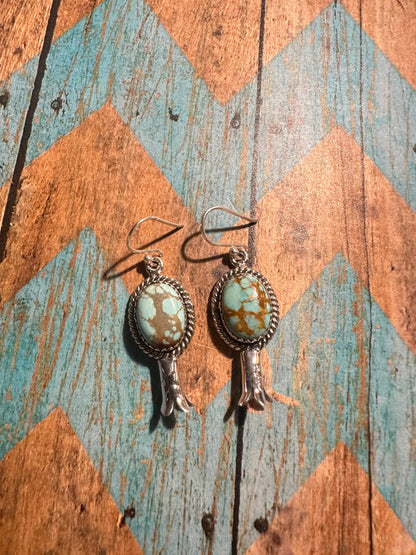 Handmade Sterling Silver & Number 8 Turquoise Blossom Earrings