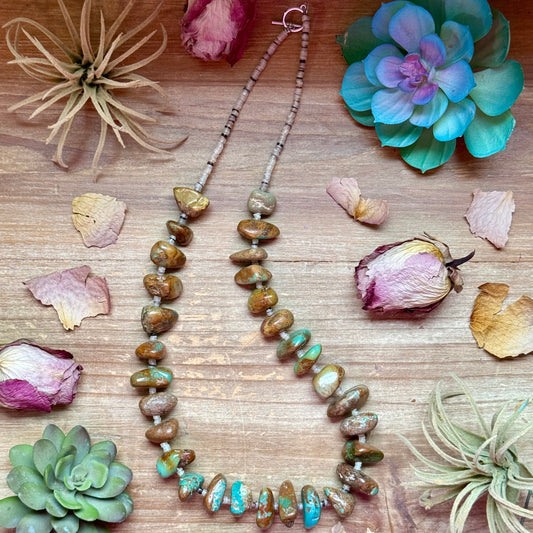 26” Shell & Turquoise Nugget Necklace