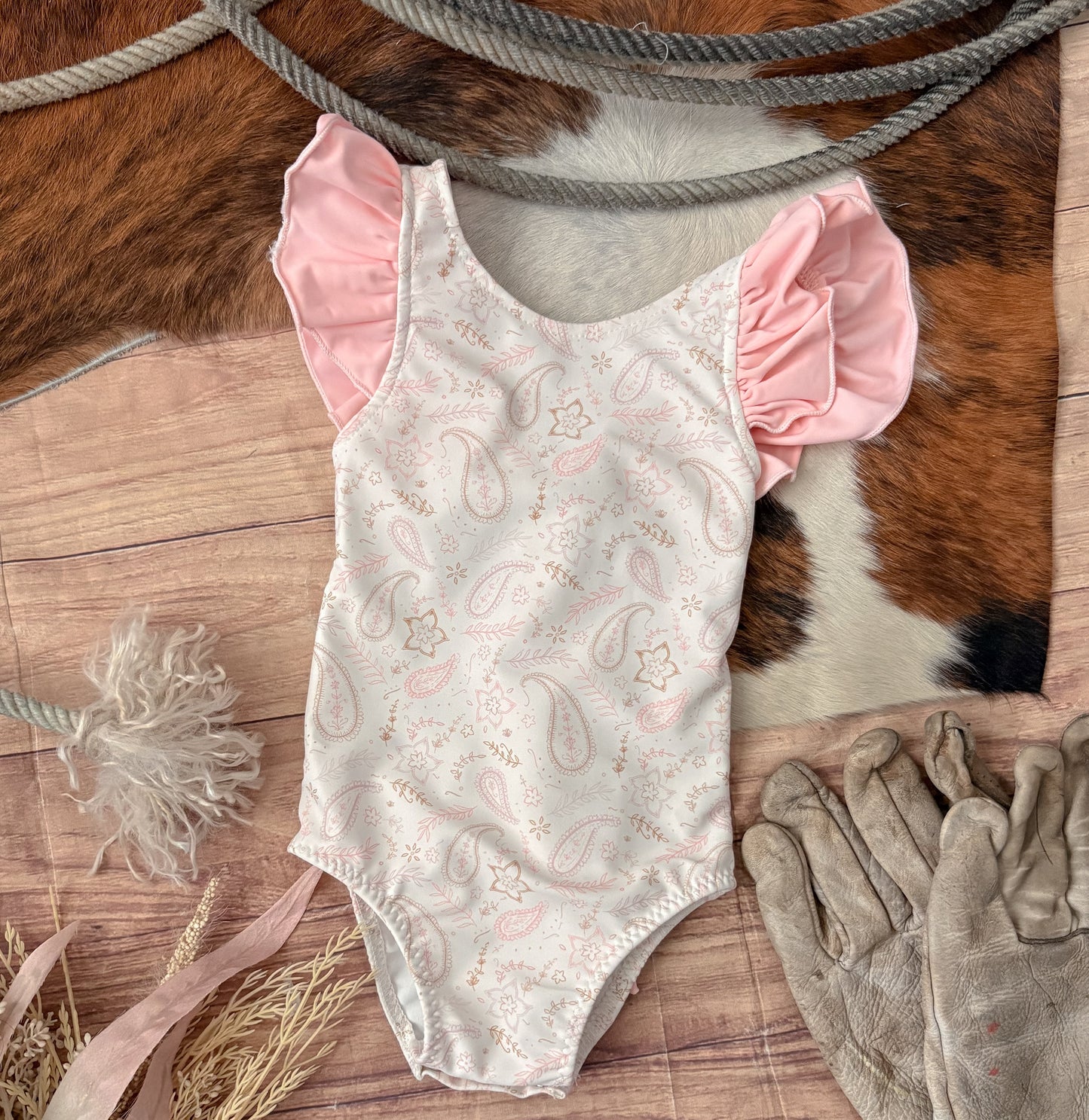 Western Paisley One Piece Bow Swimsuit