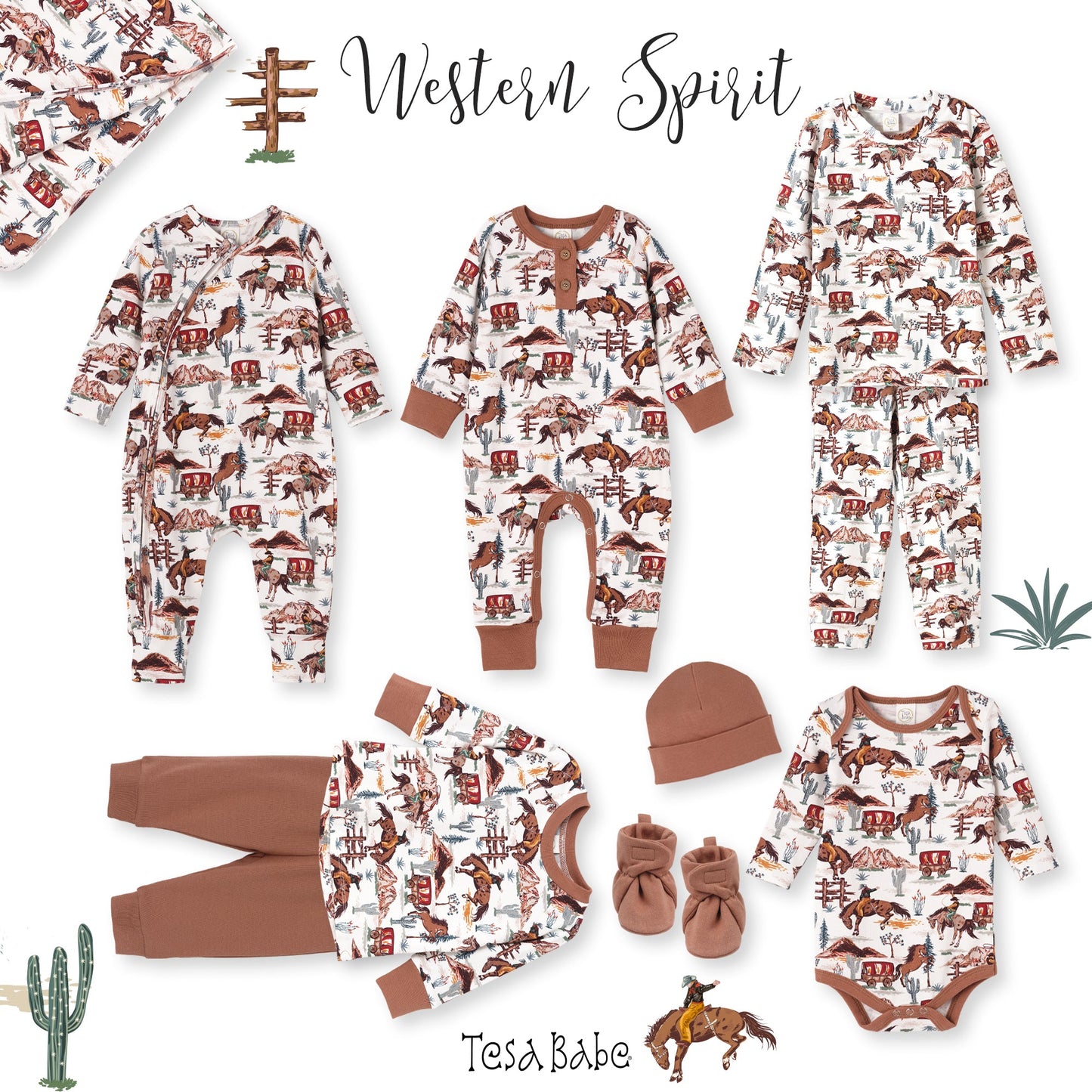 Cowboy Western Spirit Baby Boy Bamboo Zipper Romper