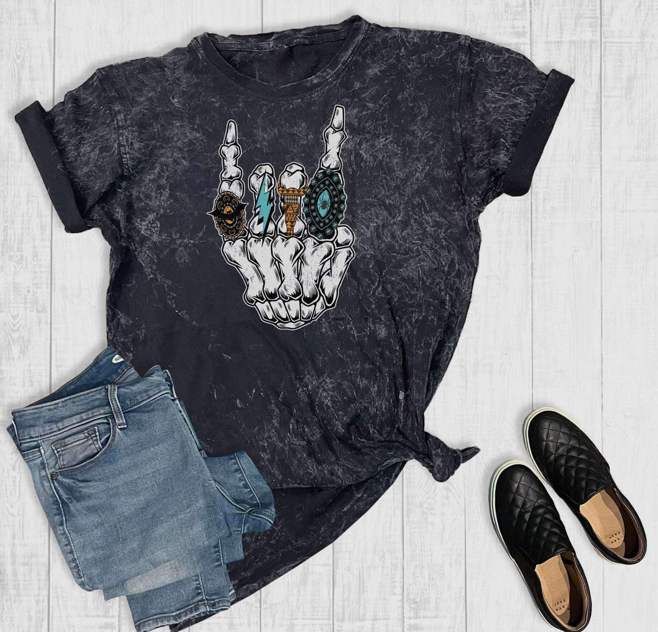 Western Rock and Roll Turquoise Tee