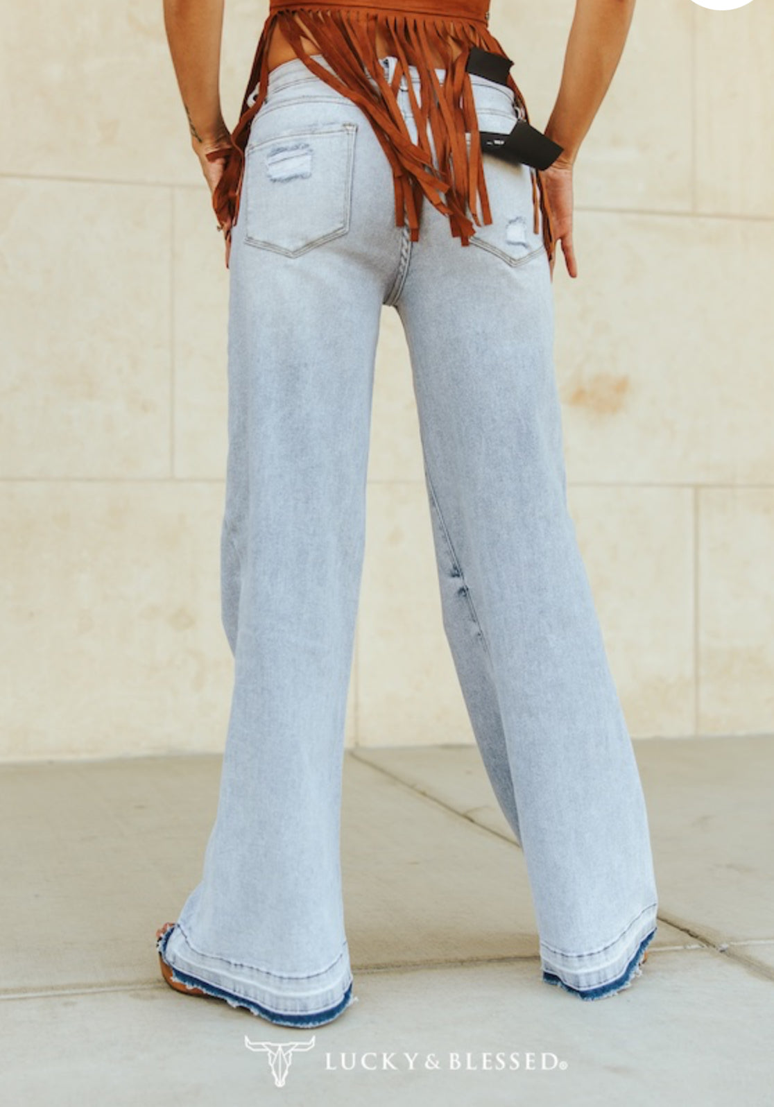 Vintage Stone Wash Mid Rise Raw Hem Trouser Jeans (32in Inseam)