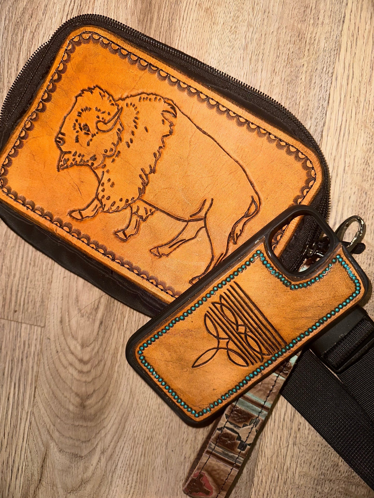 Leather Tooled Sling Bags