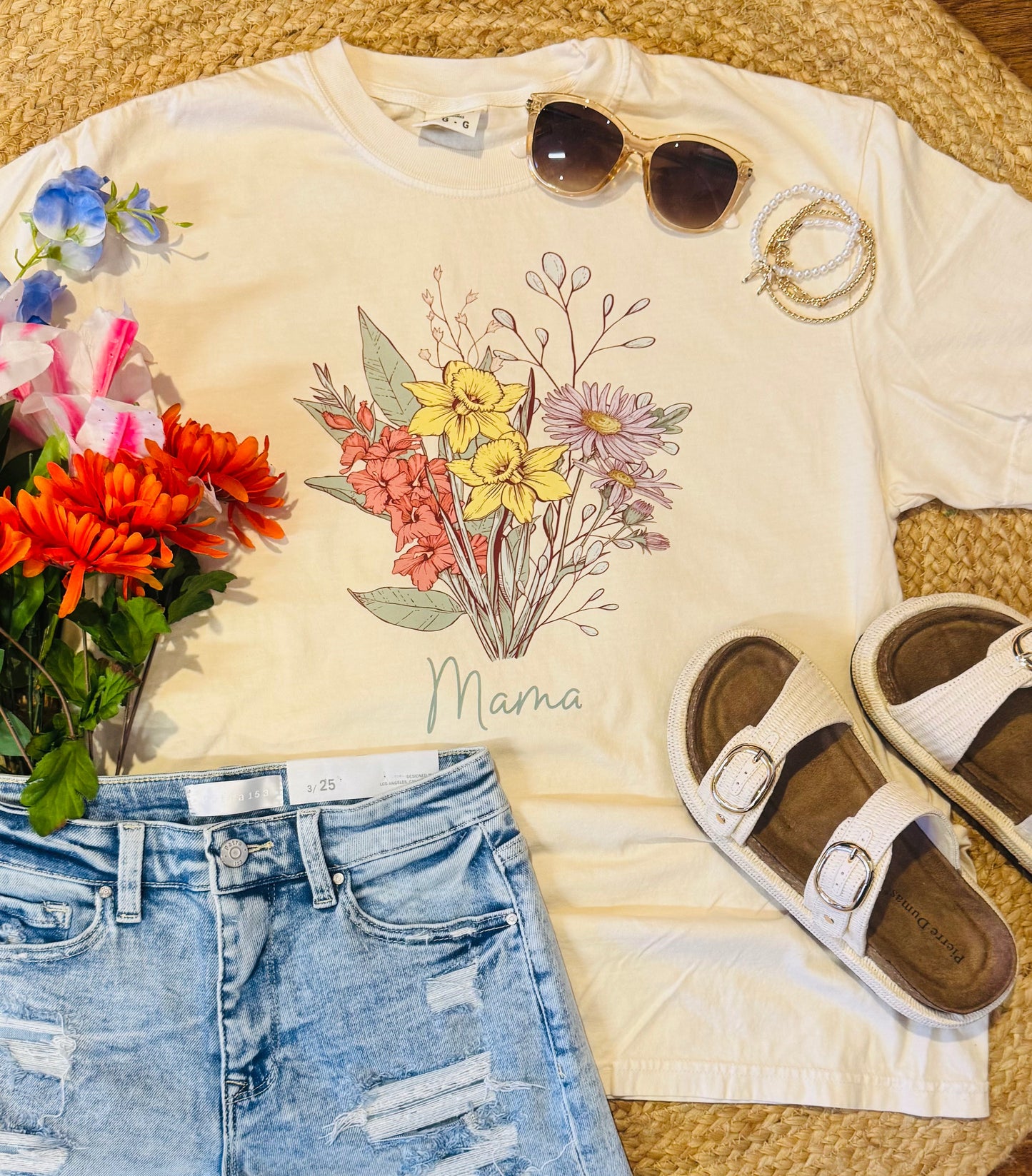 Custom Birth Flowers Bouquet Tee