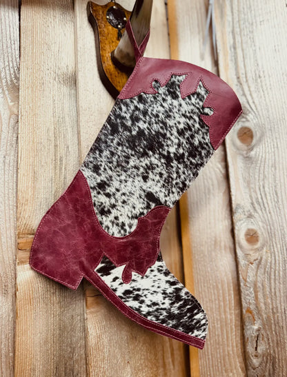 Cowhide/Leather Christmas Stockings- Set of 2