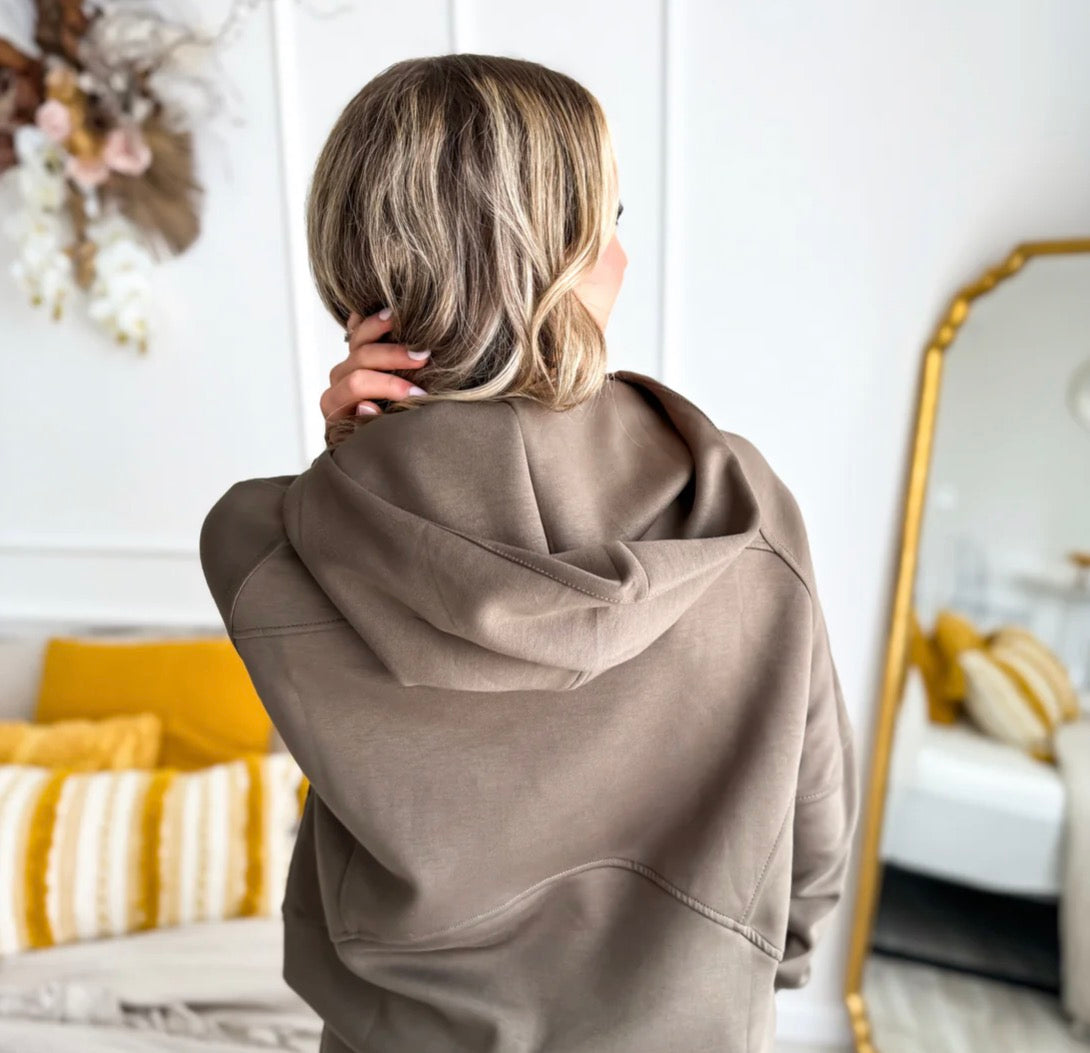 BIRDIE Army Green Scuba Hooded Pullover