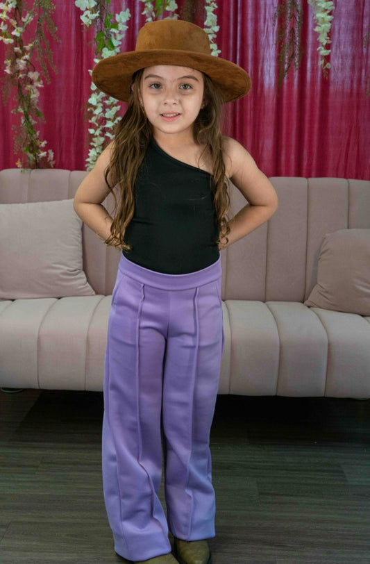 GIRLS LAVENDER WIDE LEG PANTS