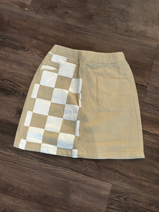 Ivory Checker Denim Skirt