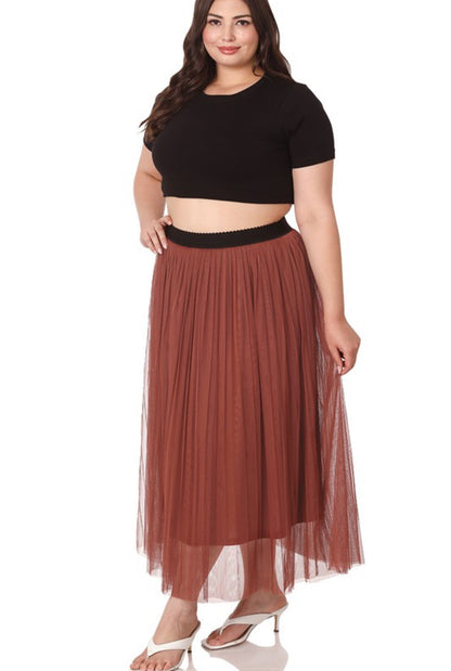 Zenana Plus Size Pleated Skirt