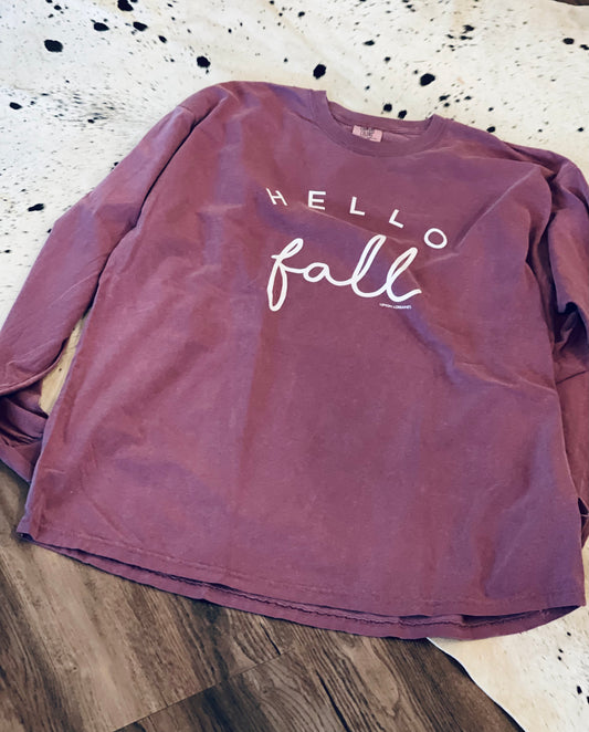 Hello Fall Long Sleeve- Plus