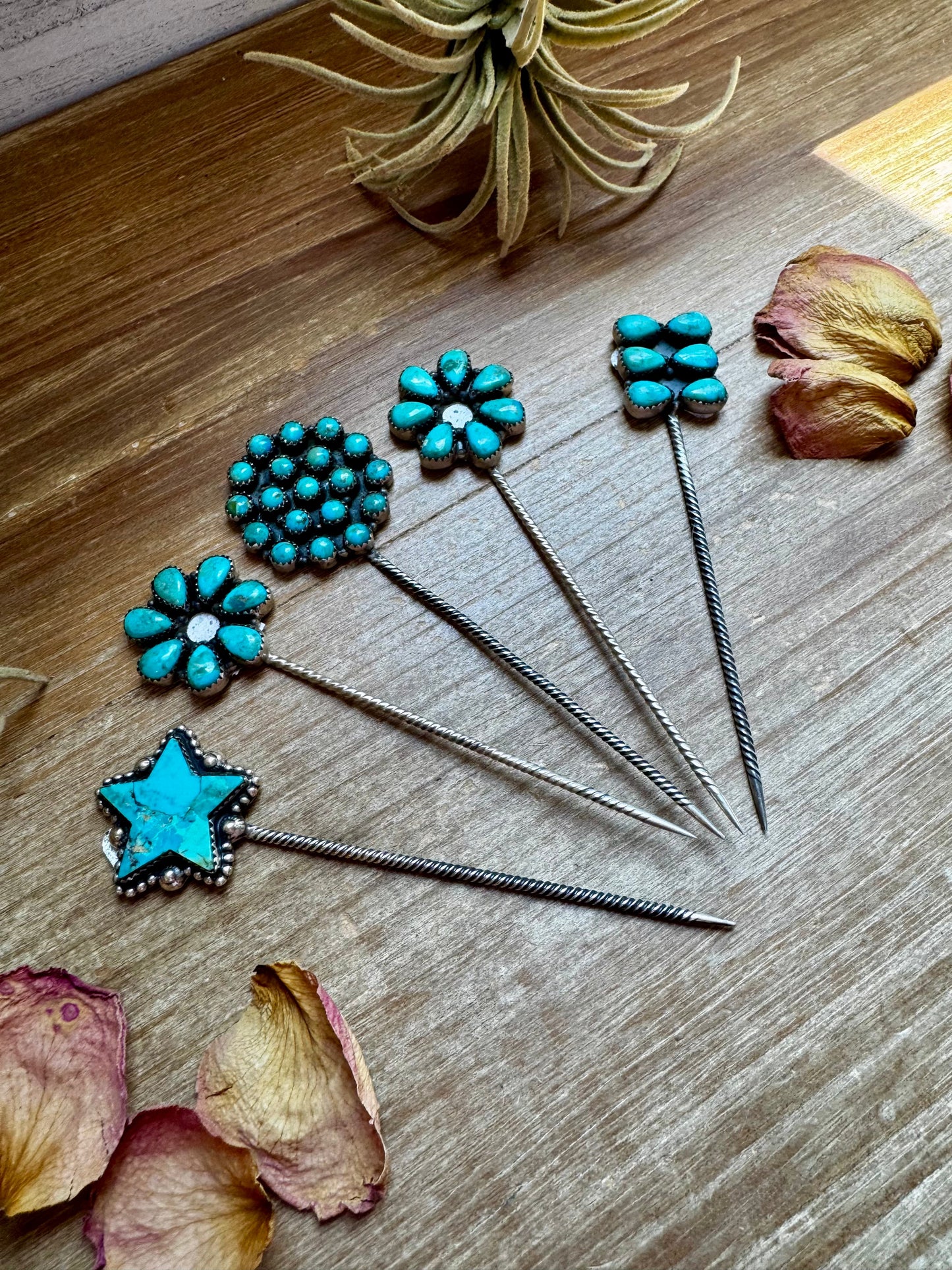 Sterling Silver & Kingman Turquoise Hat Pins – Limited Collection, One of Each