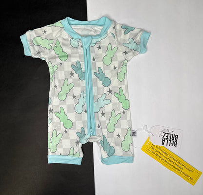 Blue Bunnies Bamboo Shortie Romper (FINAL SALE)