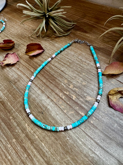 Turquoise Variscite & Pink Conch Choker – Exclusive Bijoux FAB Design