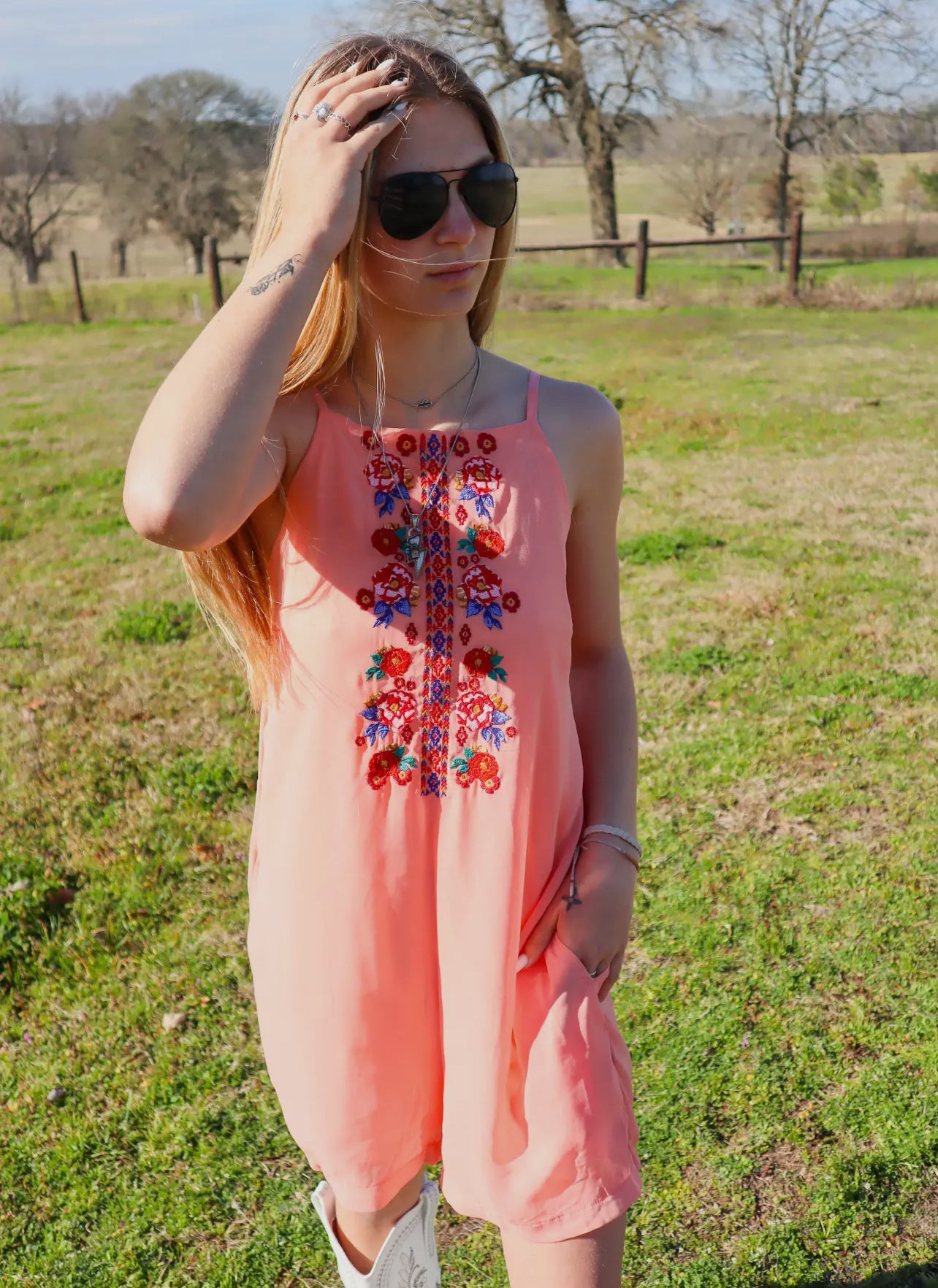 Prissy Embroidered Chiffon Romper