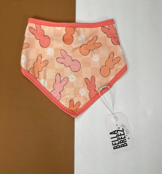 Peach Bunnies Bamboo Bib