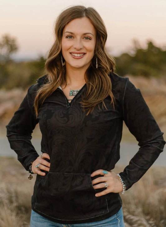 Tooled in Black Pullover