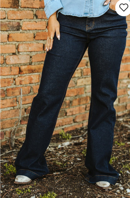 Dark Wash Mid Rise Trouser Jeans (31in Inseam)