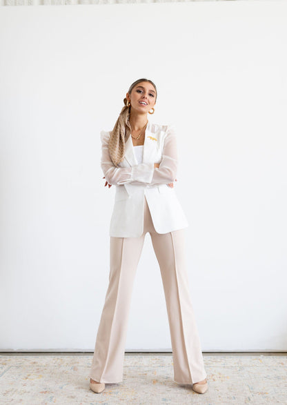 The Zoey Flare Trouser in Cream