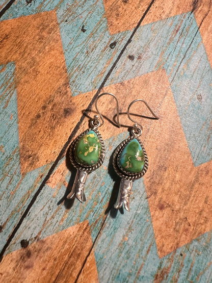 Handmade Sterling Silver & Sonoran Turquoise Blossom Earrings