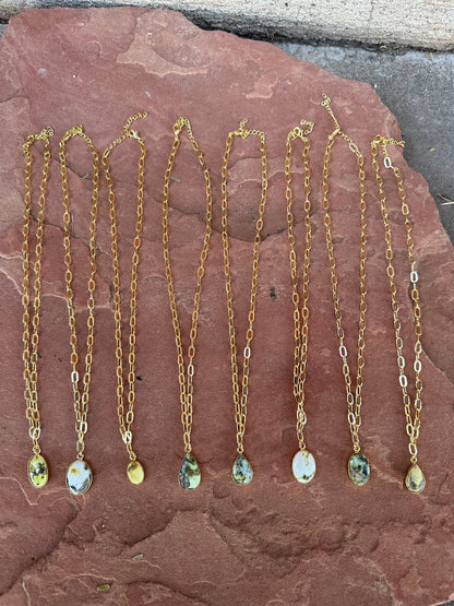 “The Golden Collection” THE PALOMINO Handmade Natural Palomino Turquoise 14k Gold Plated Necklace