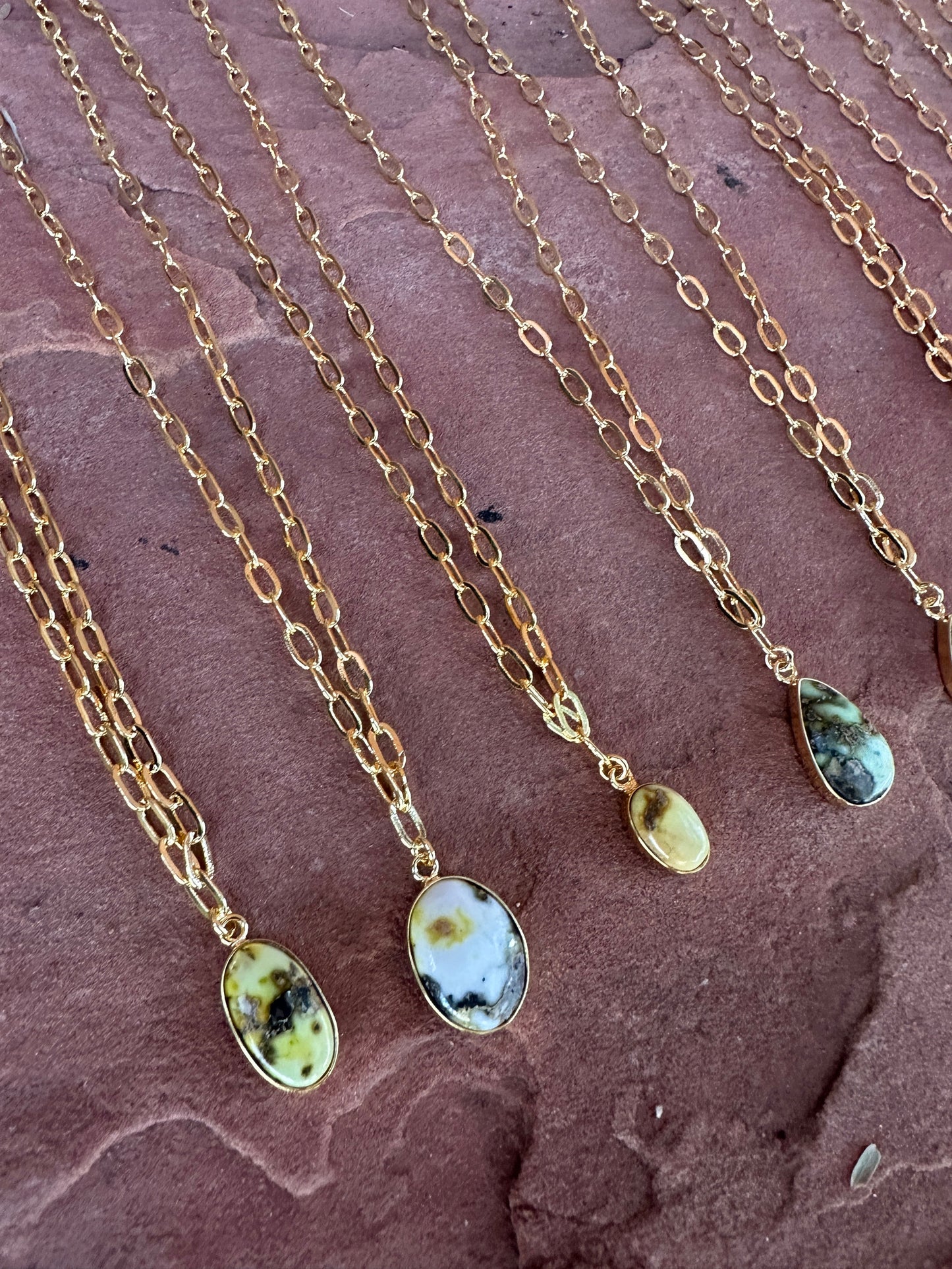 “The Golden Collection” THE PALOMINO Handmade Natural Palomino Turquoise 14k Gold Plated Necklace