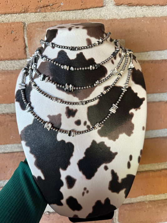 Navajo Pearl Sterling Silver & White Buffalo Beaded Necklaces