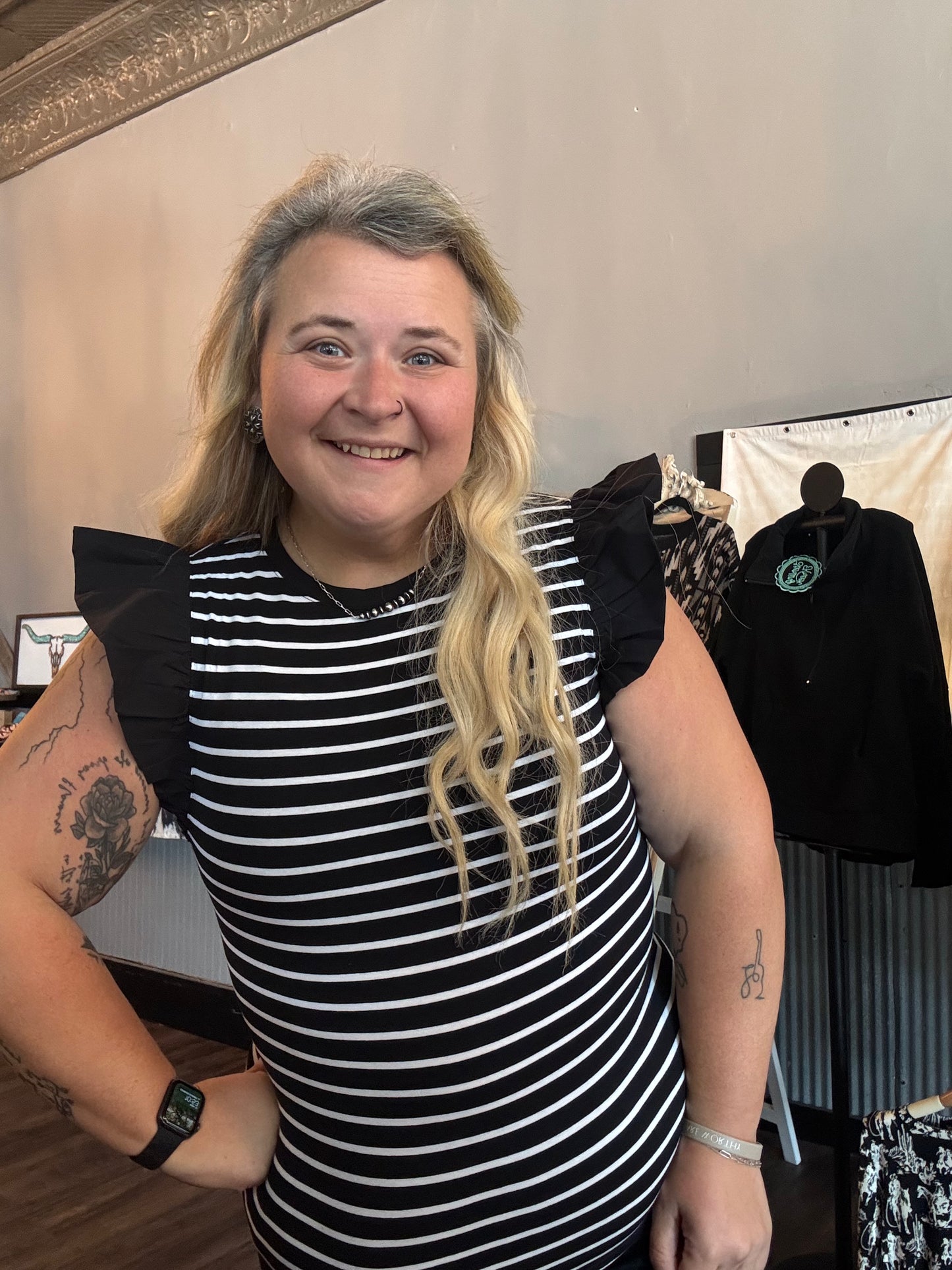 Azure Striped Top- BLACK