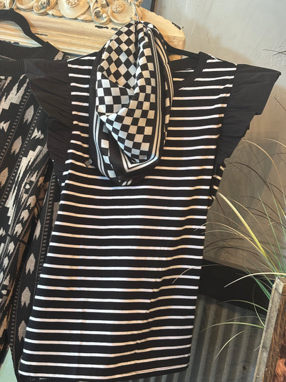 Azure Striped Top- BLACK