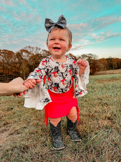 Candy Apple Red Fringe Skort