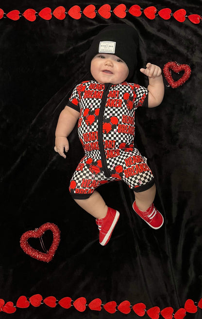 Checkered Heart Breaker Bamboo Shortie Romper