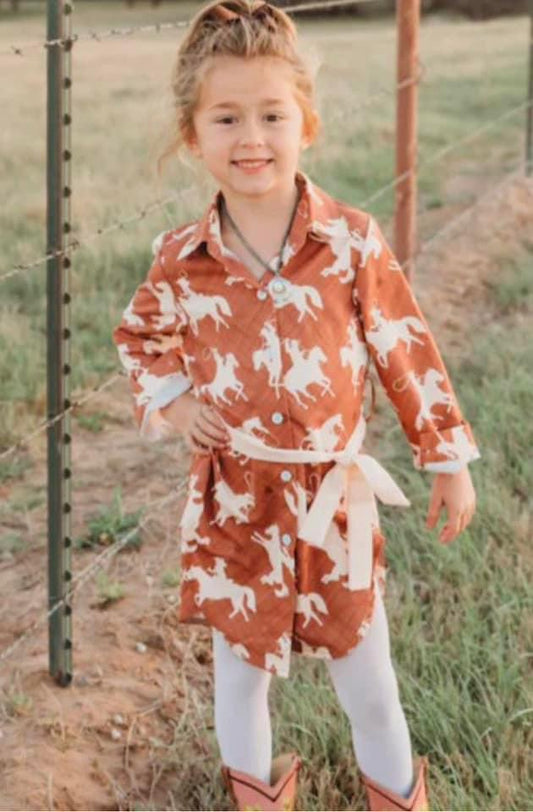 Brown Horse Button Up Dress