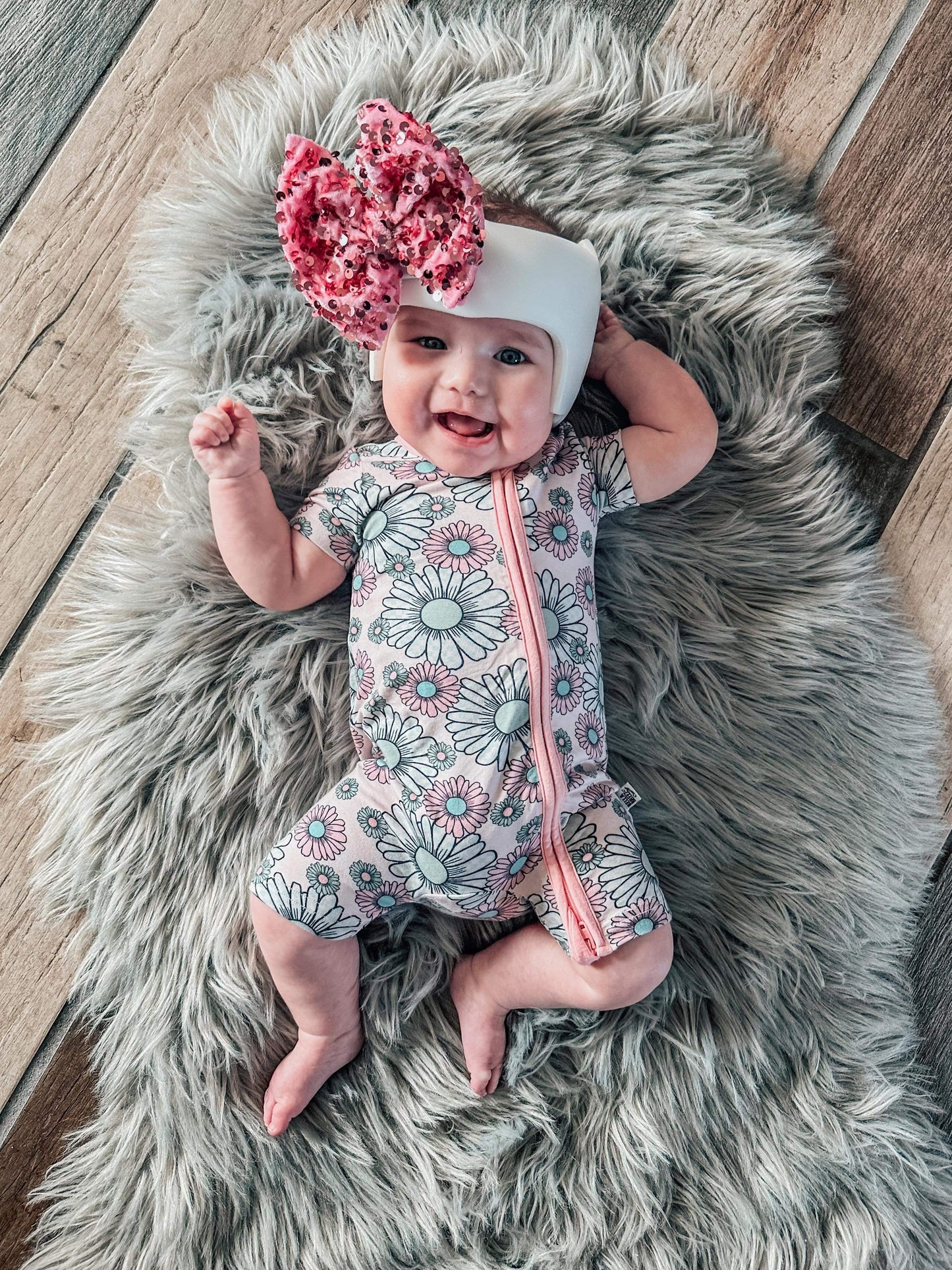 Checkered Floral Bamboo Shortie Romper