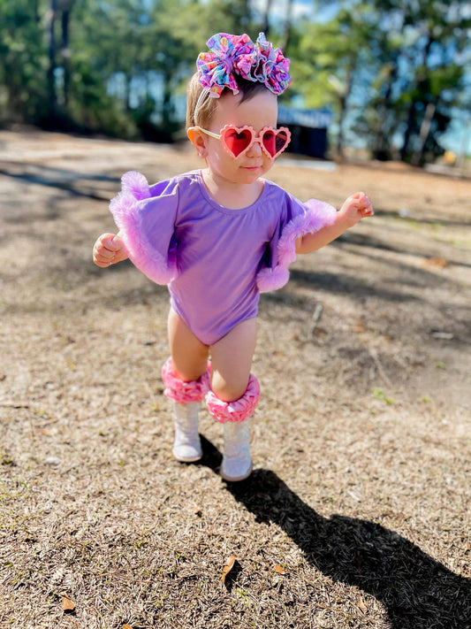 Light purple with boa sleeves romper/top (FINAL SALE)