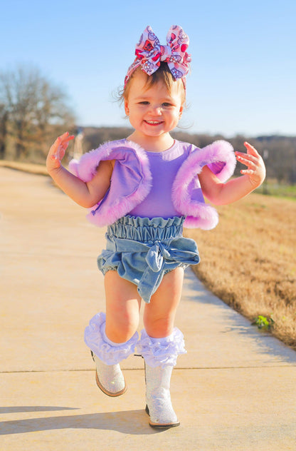 Light purple with boa sleeves romper/top (FINAL SALE)