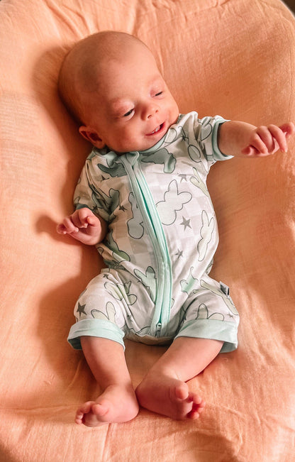 Blue Bunnies Bamboo Shortie Romper (FINAL SALE)