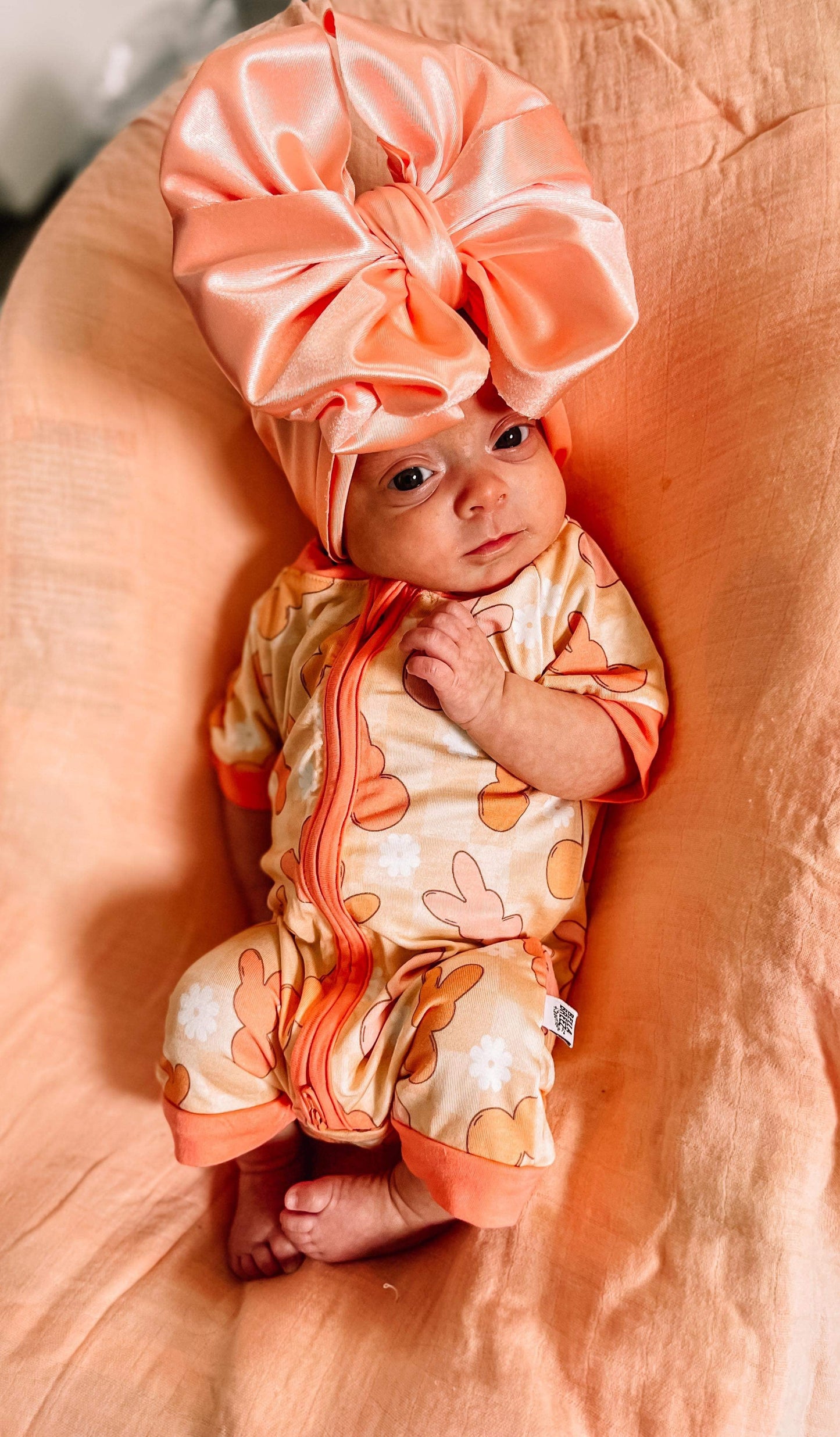 Peach Bunnies Bamboo Shortie Romper